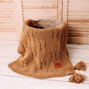 baby alpaca knitted Blanket caramel