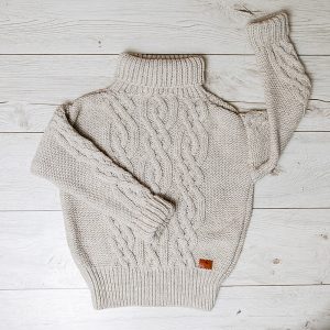 alpaca aran-knit jumper beige