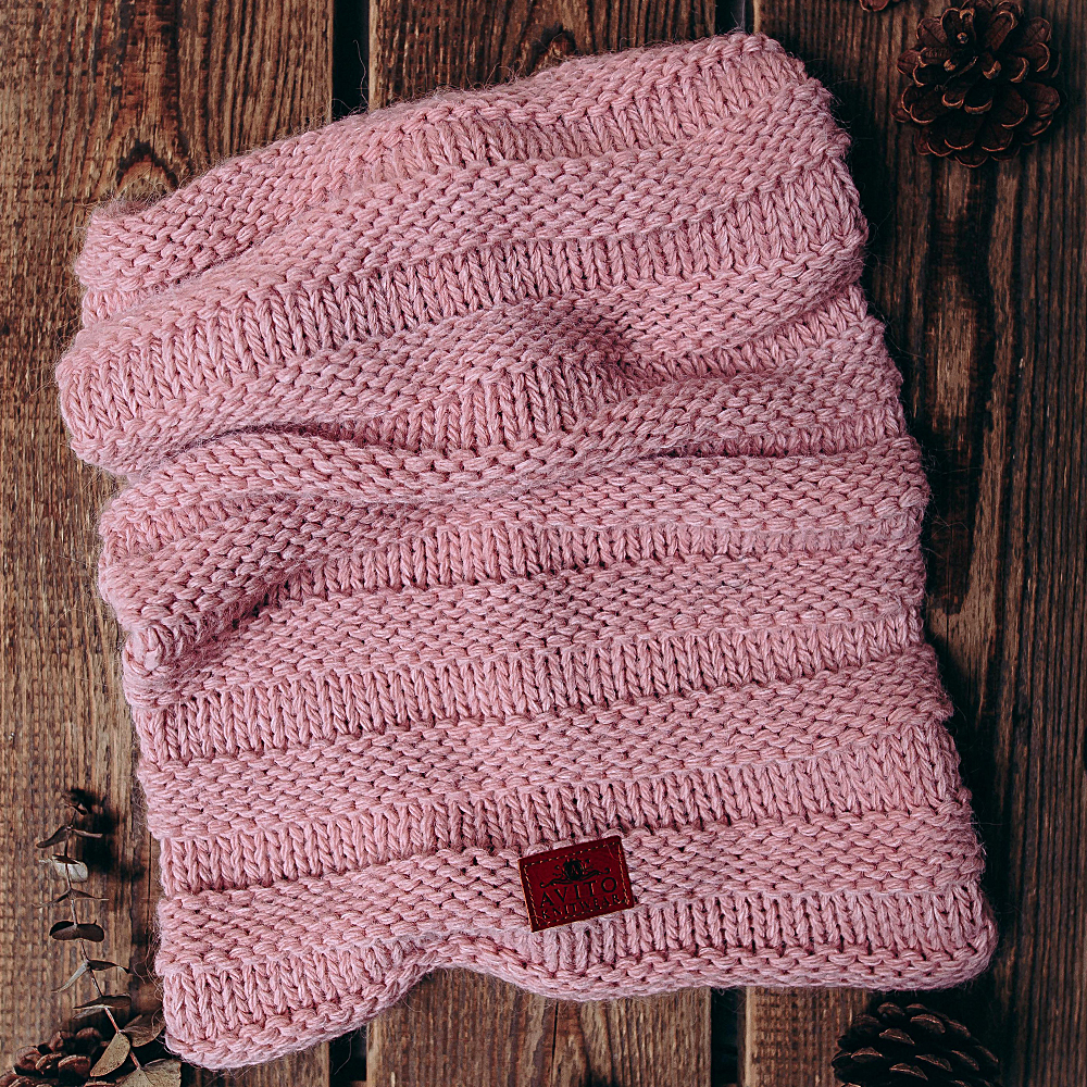 Mum&Me Knitted Hat & Neck Warmer Set - Dusty Pink - Image 3