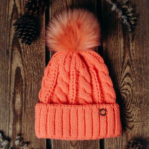 Alpaca Chunky Knit Hat Salmon