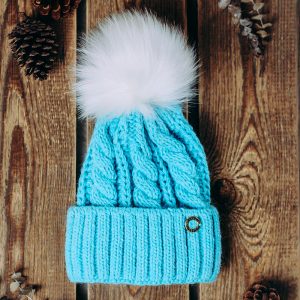Alpaca Chunky Knit Hat Aqua Blue