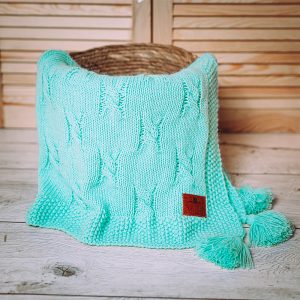 baby alpaca knitted blanket mint