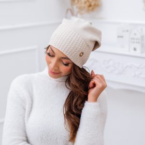 Woman Bamboo Slouch Beanie Beige