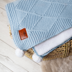 Baby Alpaca Lined Blanket - Baby Blue