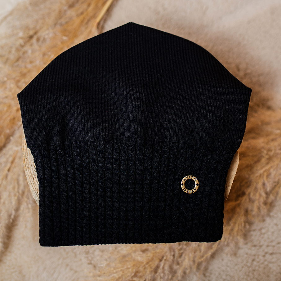 Woman Bamboo slouch beanie hat black