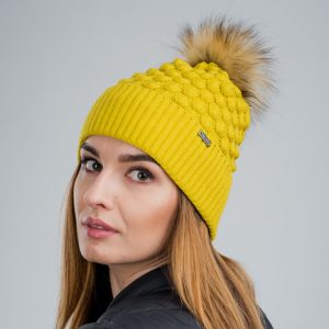 Woman Bamboo Bobble Beanie in Mustard (6)