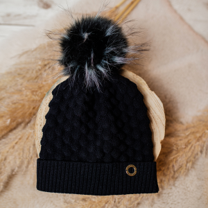 Woman Bamboo Bobble Beanie in black